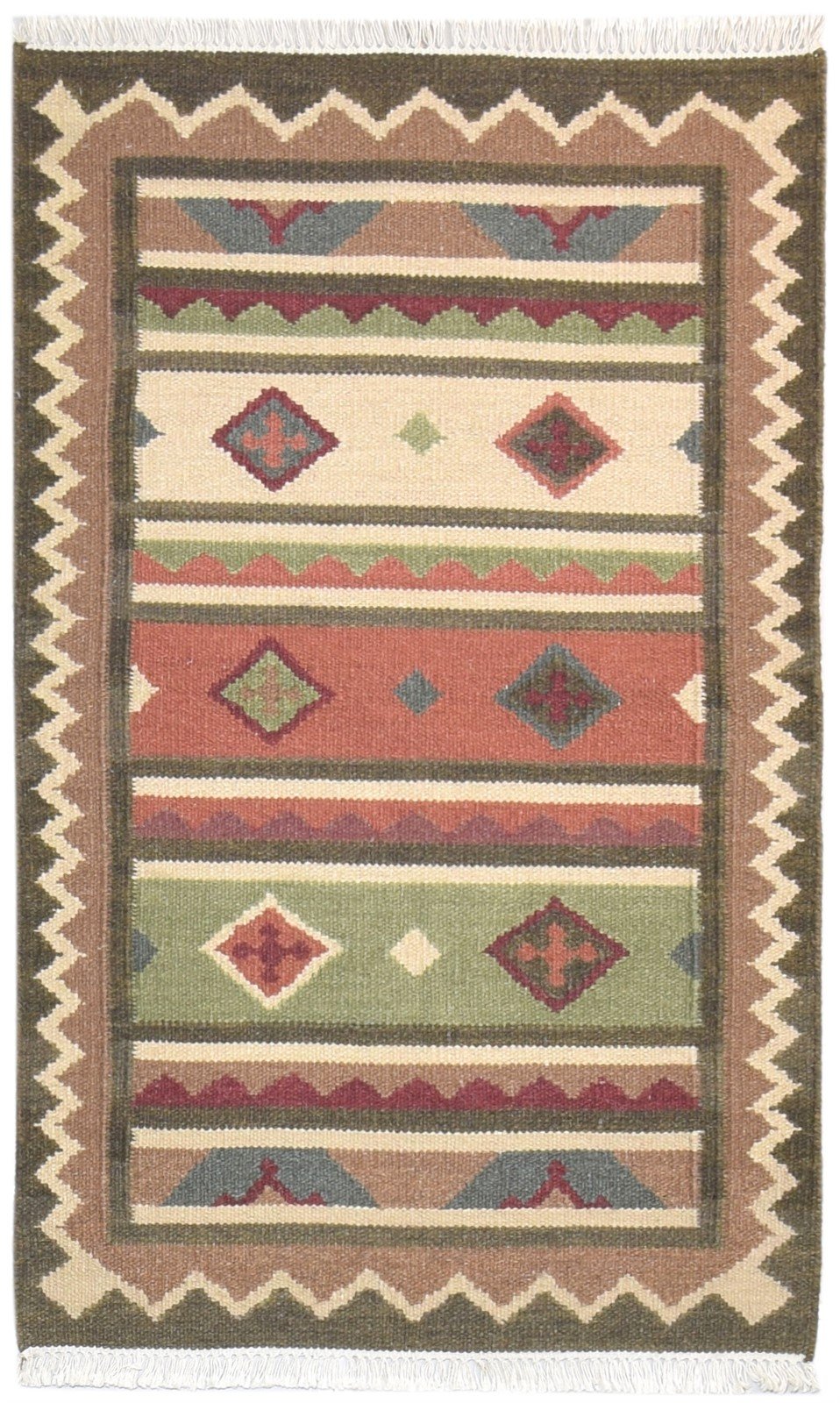 Dhurrie Multi Wool Rug 3' X 5' Persian Southwestern Oriental Room Size Carpet 