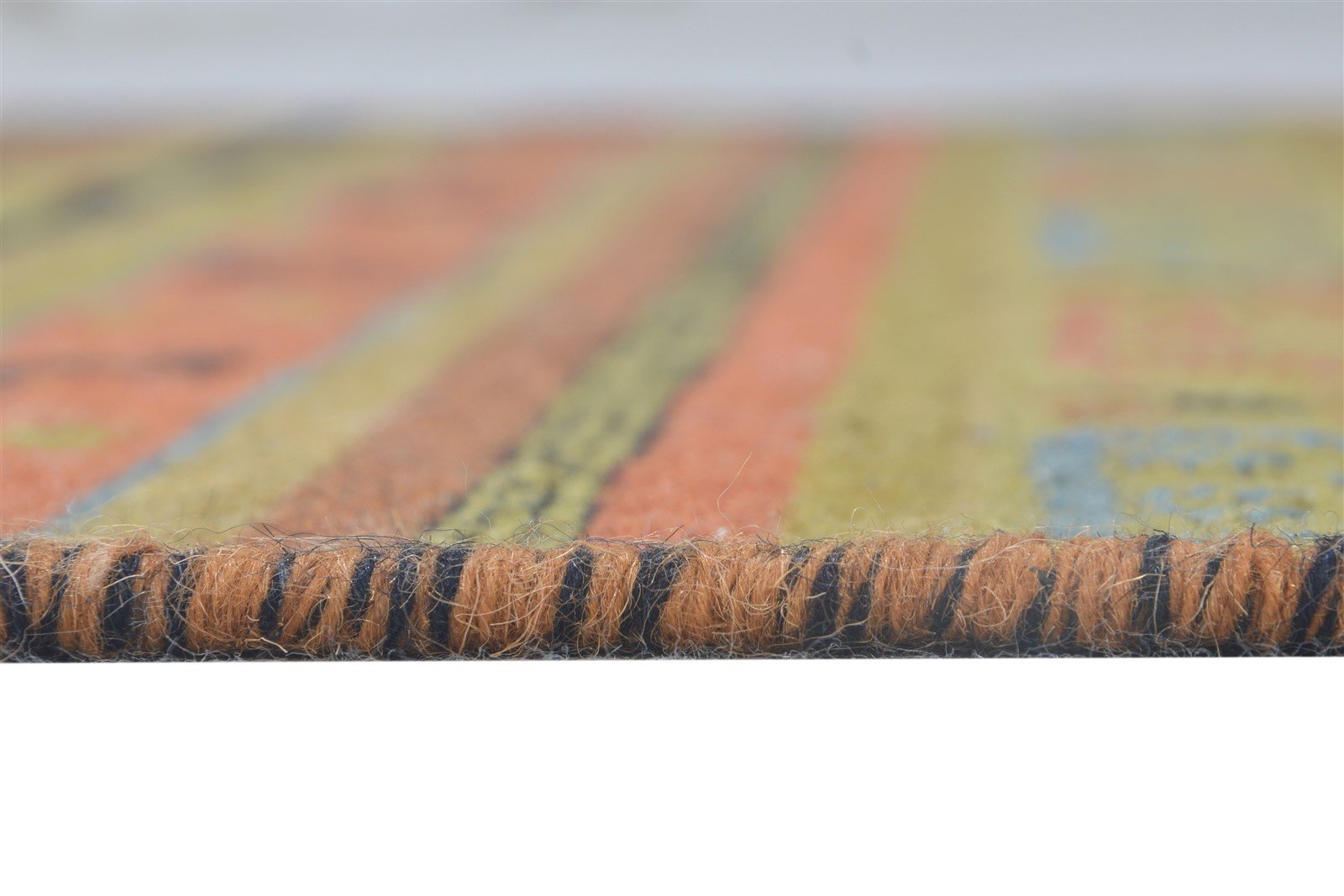 Wool Rust Rug 3' X 5' Modern Dhurrie Scandinavian Striped Room Size Carpet 