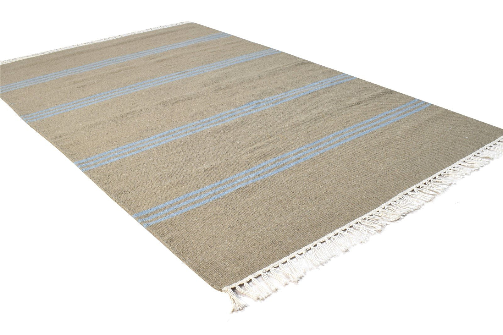 Brown Wool Rug 3' X 5' Modern Dhurrie Scandinavian Striped Small Carpet 