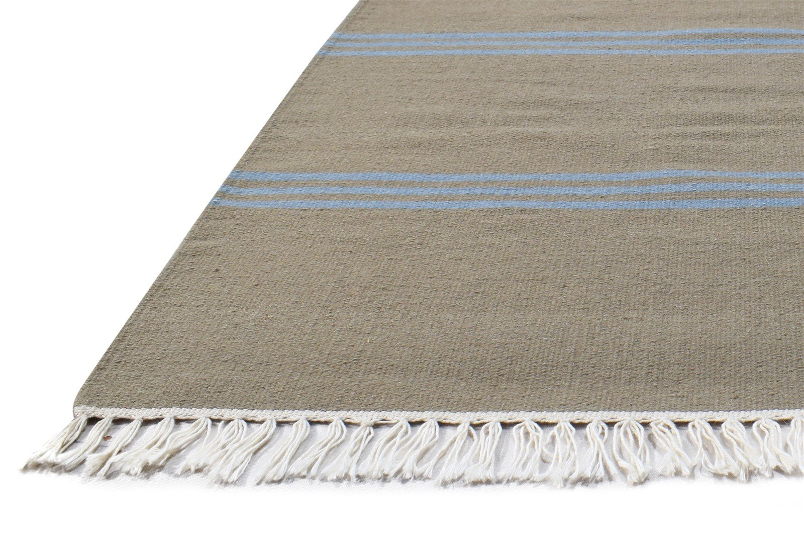 Brown Wool Rug 3' X 5' Modern Dhurrie Scandinavian Striped Small Carpet 