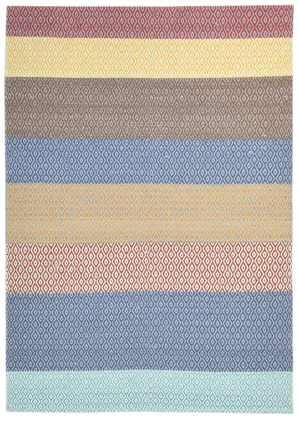 Dhurrie Multi Wool Rug 4' X 6' Modern Scandinavian Striped Room Size Carpet 