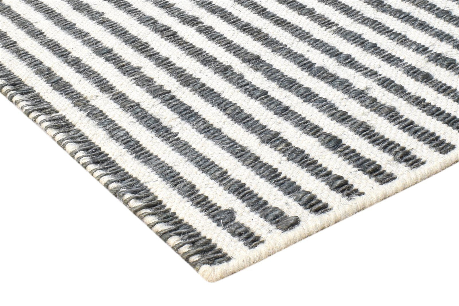 Dhurrie Grey Wool Rug 4' X 6' Modern French Abstract Room Size Carpet 