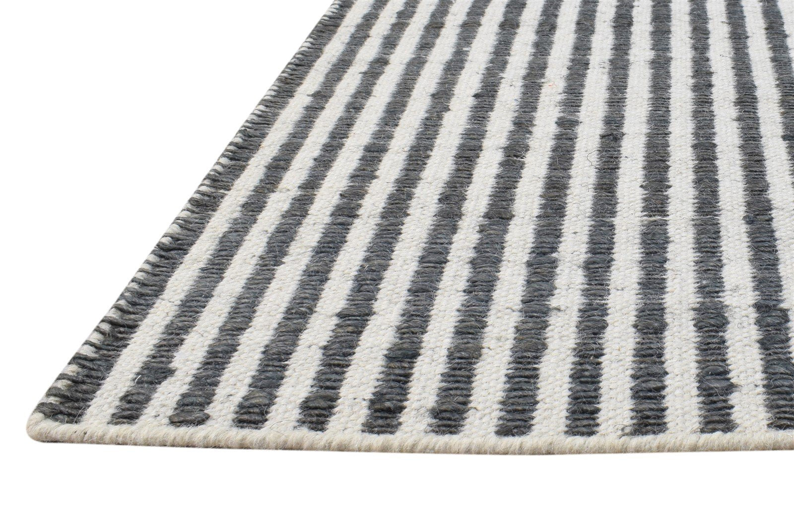 Dhurrie Grey Wool Rug 4' X 6' Modern French Abstract Room Size Carpet 