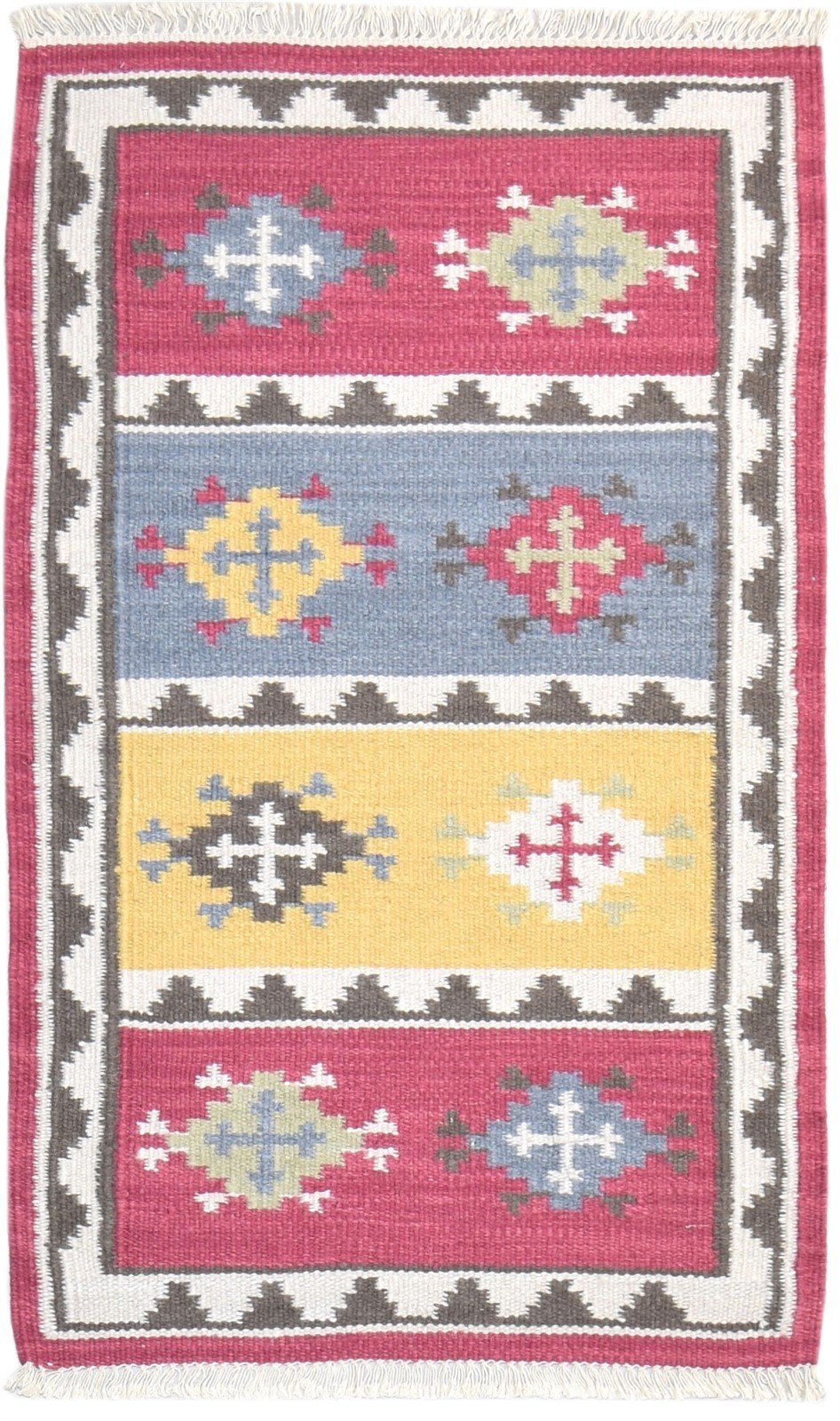 3' X 5' Rug Wool Pink Persian Dhurrie Southwestern Oriental Room Size Carpet 