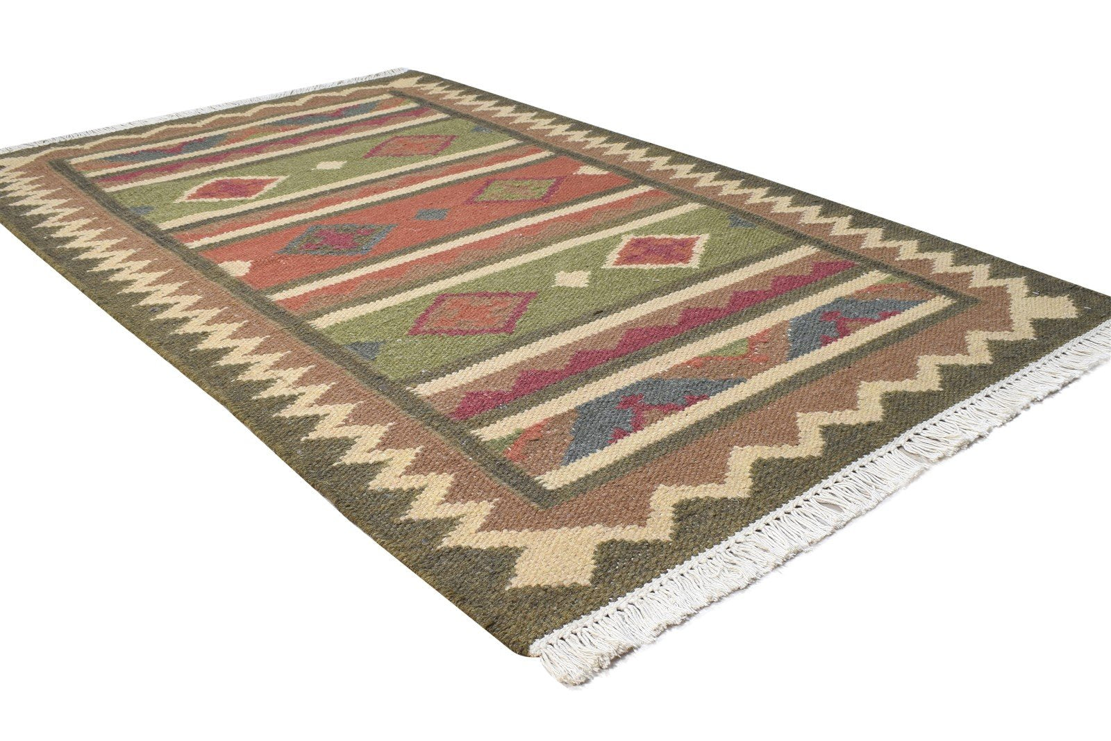 Dhurrie Multi Wool Rug 3' X 5' Persian Oriental Southwestern Room Size Carpet 