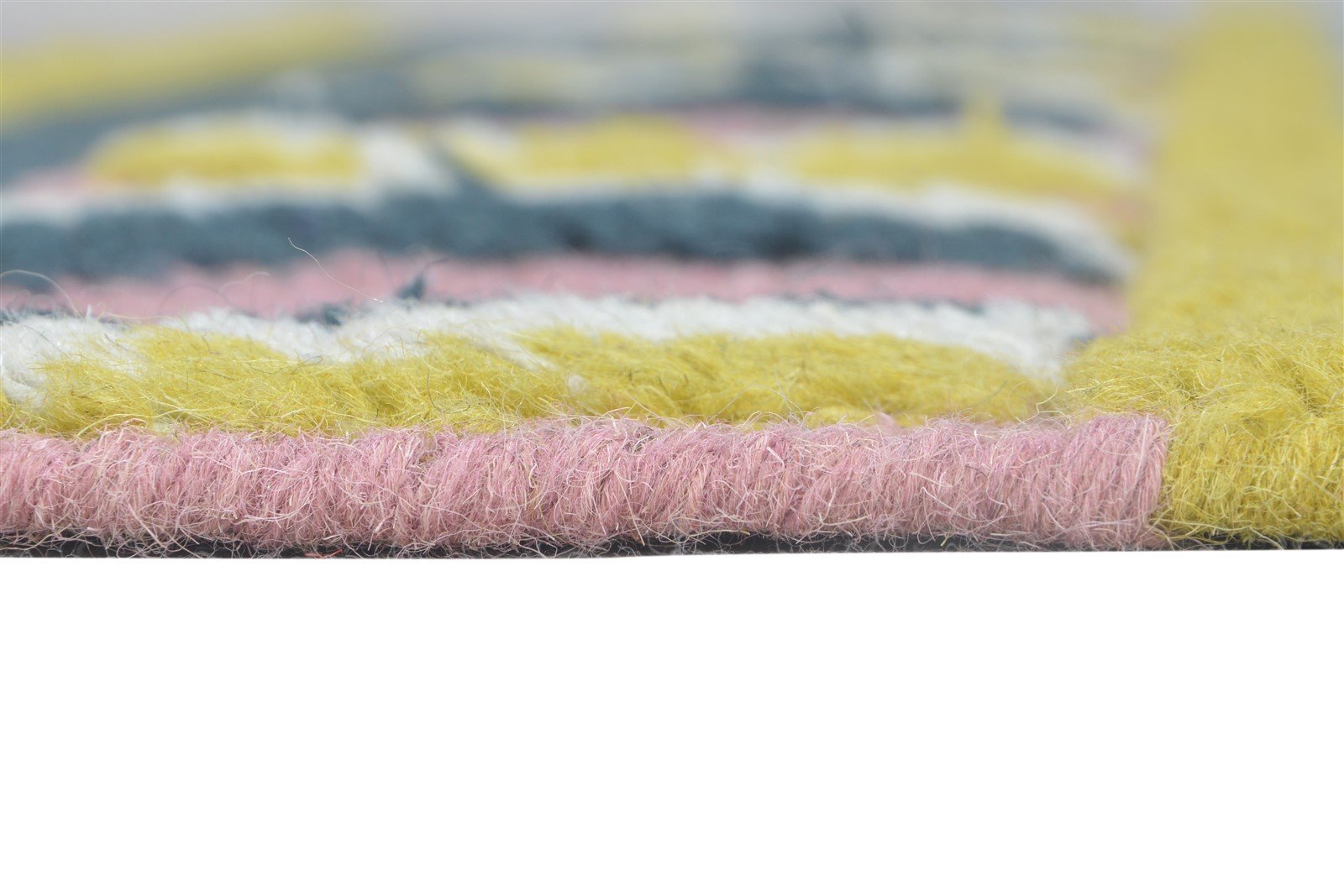 Pink Wool Rug 4' X 6' Modern Dhurrie Scandinavian Striped Room Size Carpet 