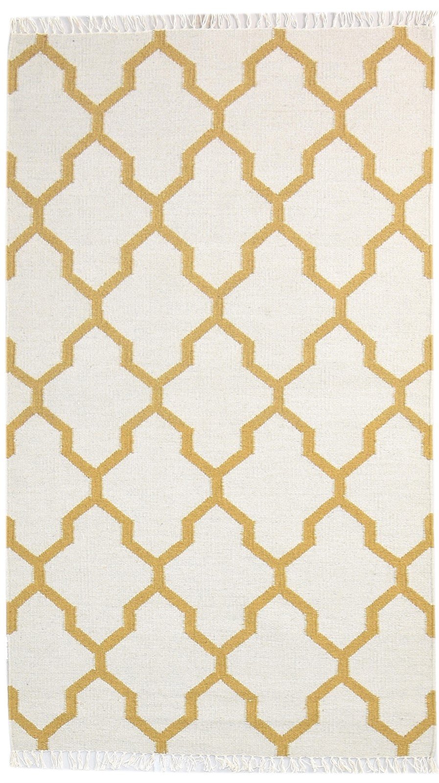 3' X 5' Rug Wool Ivory Modern Hand Woven Moroccan Trellis Room Size Carpet 