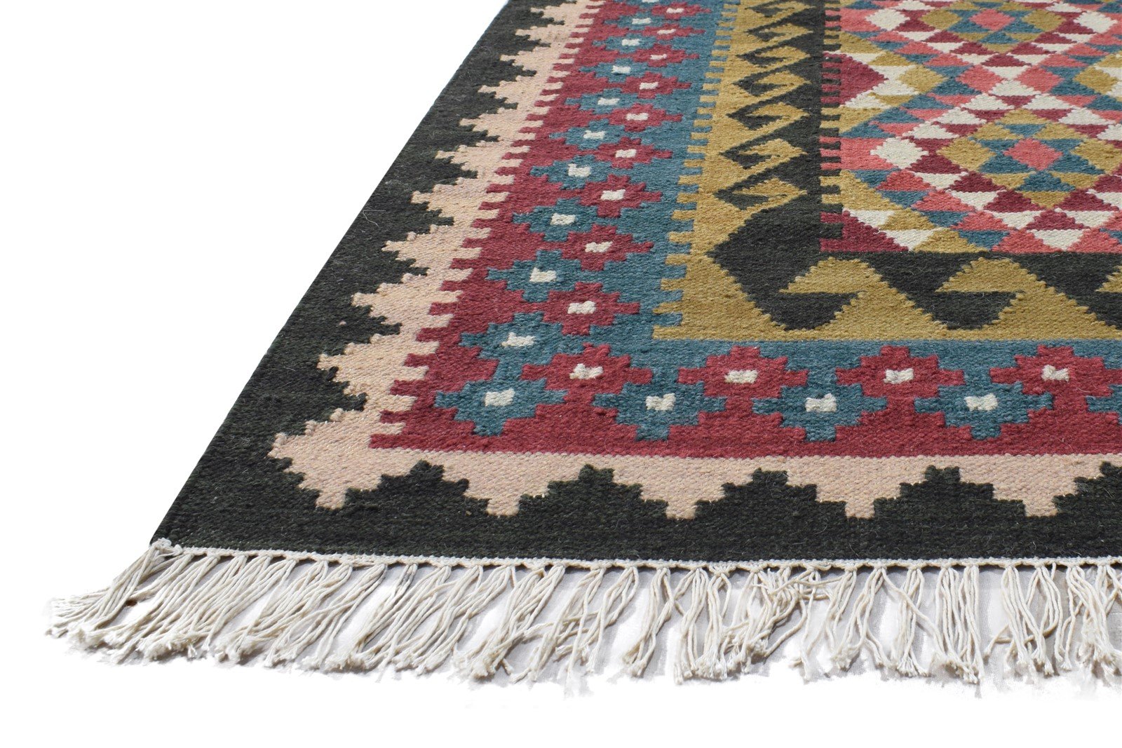 Dhurrie Multi Wool Rug 4' X 6' Persian Oriental Southwestern Room Size Carpet 