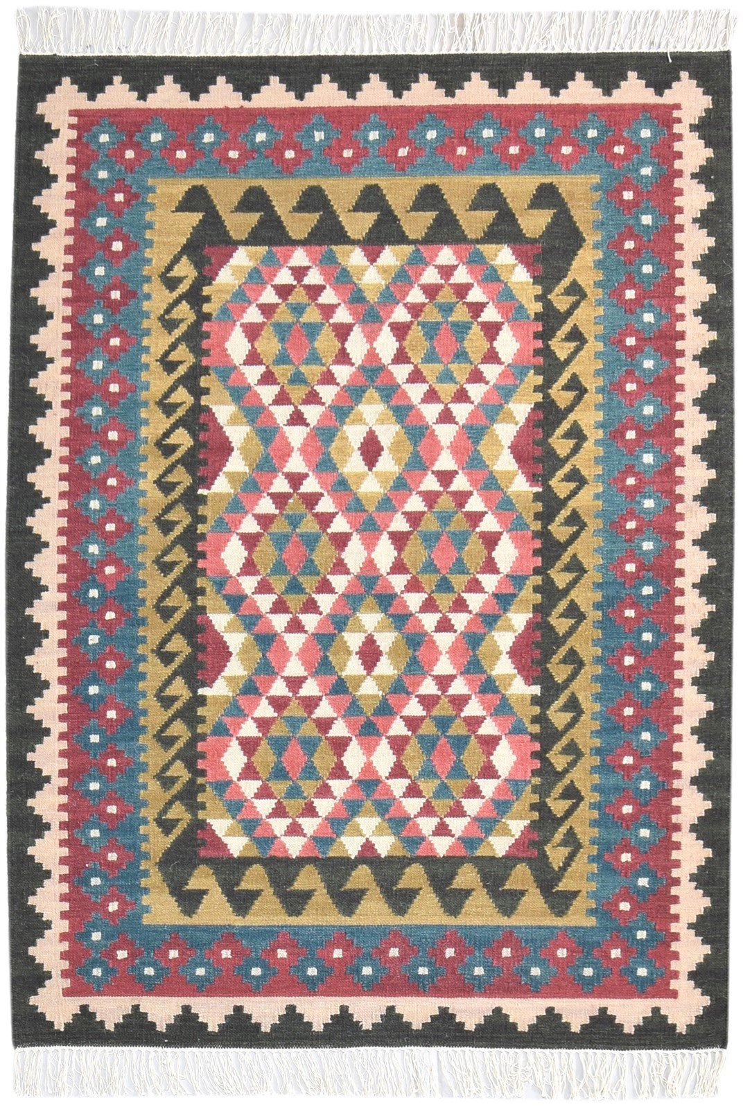 Dhurrie Multi Wool Rug 4' X 6' Persian Oriental Southwestern Room Size Carpet 