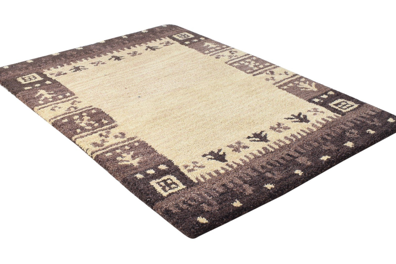 2'6 X 3' Rug Wool Ivory Persian Hand Tufted Southwestern Tribal Small Carpet 