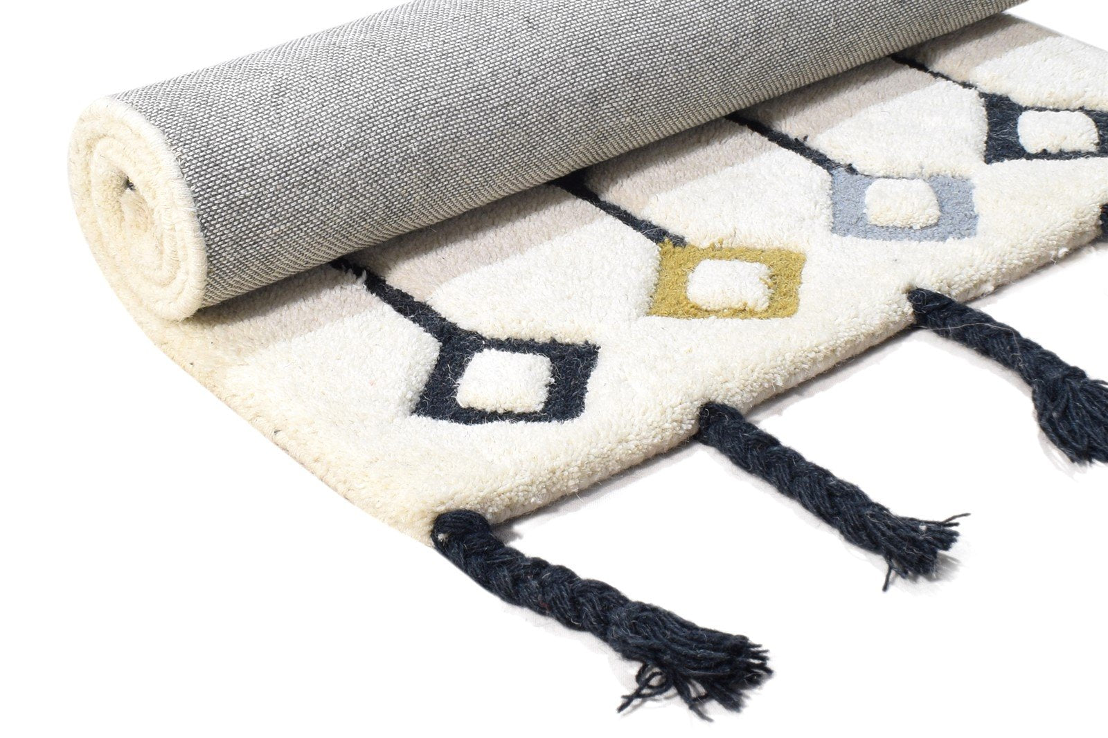 Hand Tufted White Wool Rug 2' X 3' Modern French Modern Small Carpet 