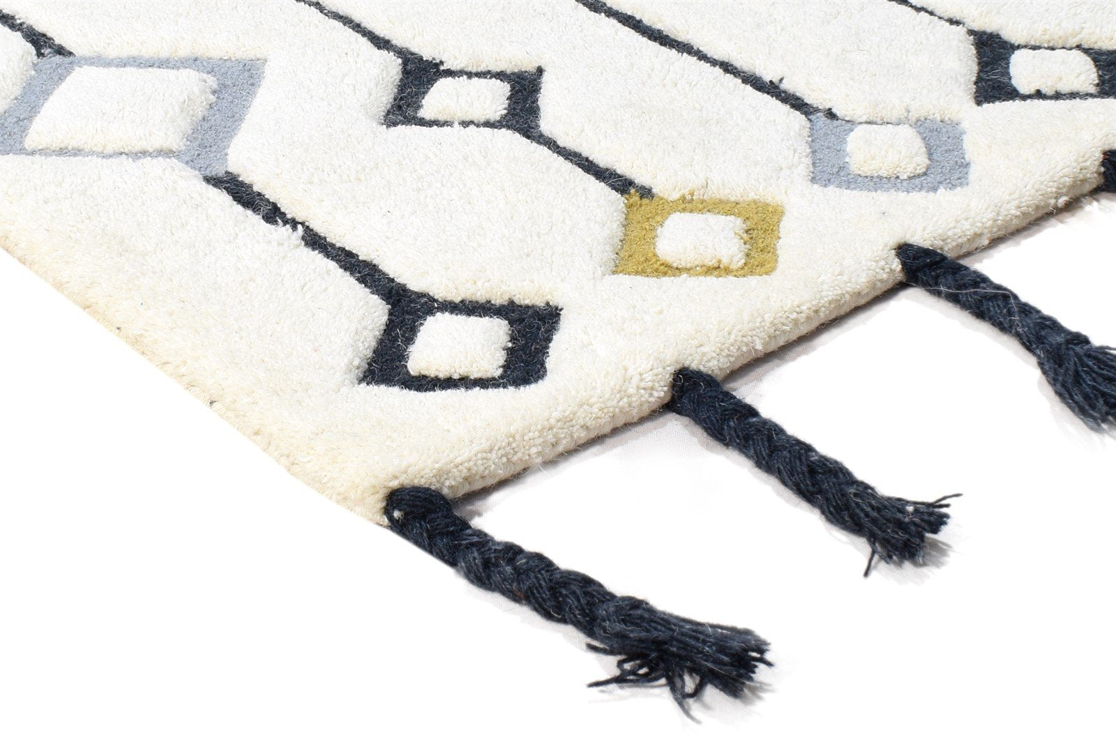 Hand Tufted White Wool Rug 2' X 3' Modern French Modern Small Carpet 