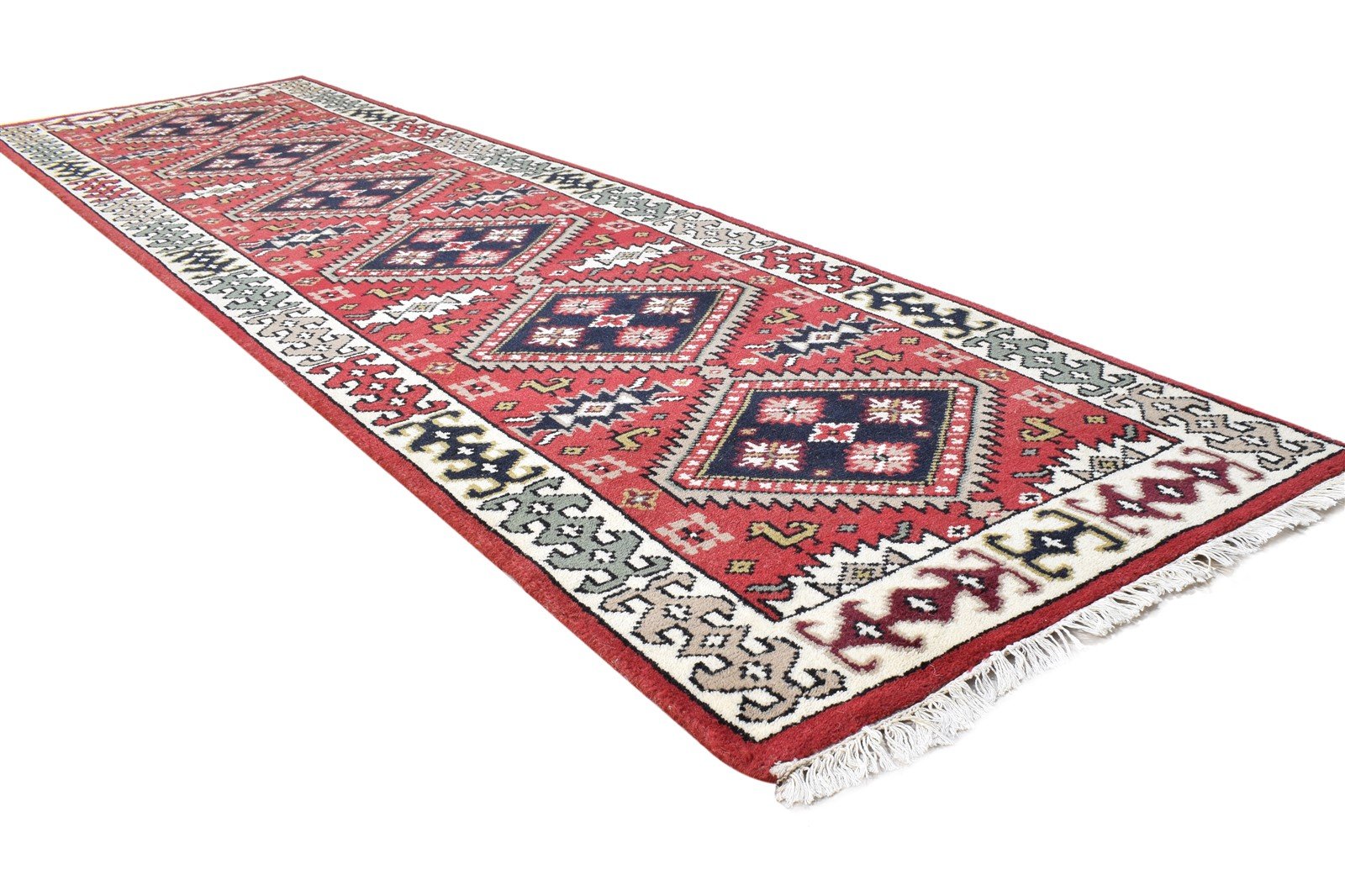 Hand Knotted Red Wool Rug 3' X 9' Persian Serapi Oriental Small Runner 