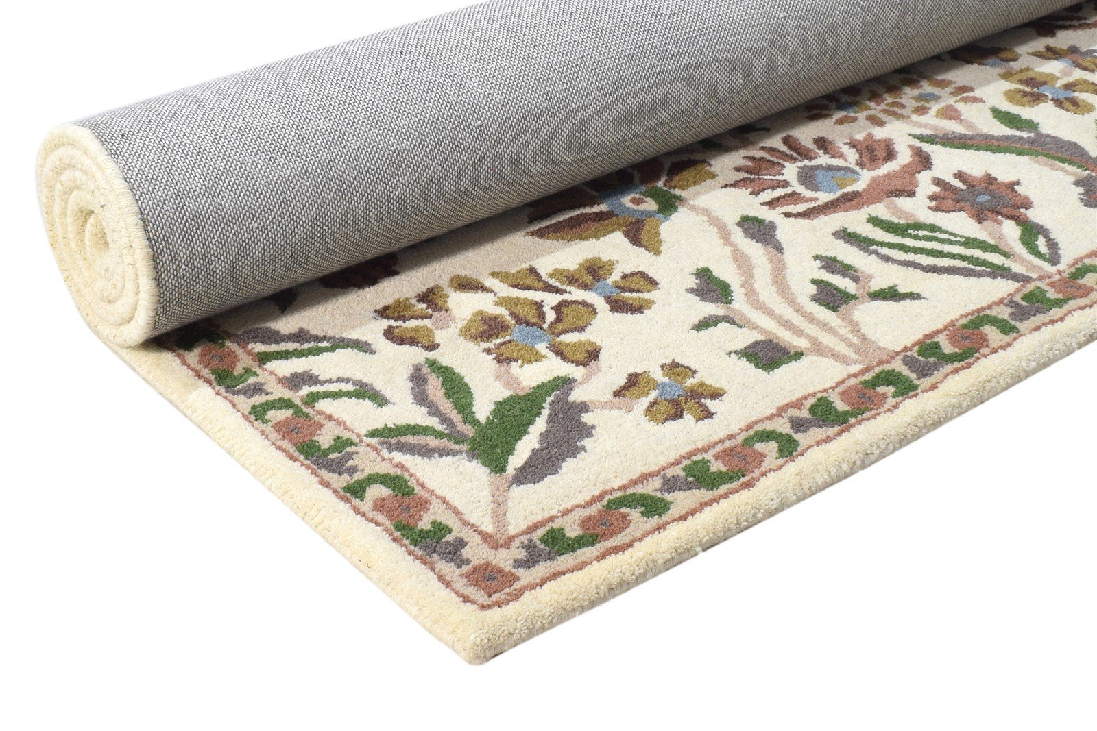 4' X 6' Rug Wool Ivory Modern Hand Tufted French Floral Room Size Carpet 