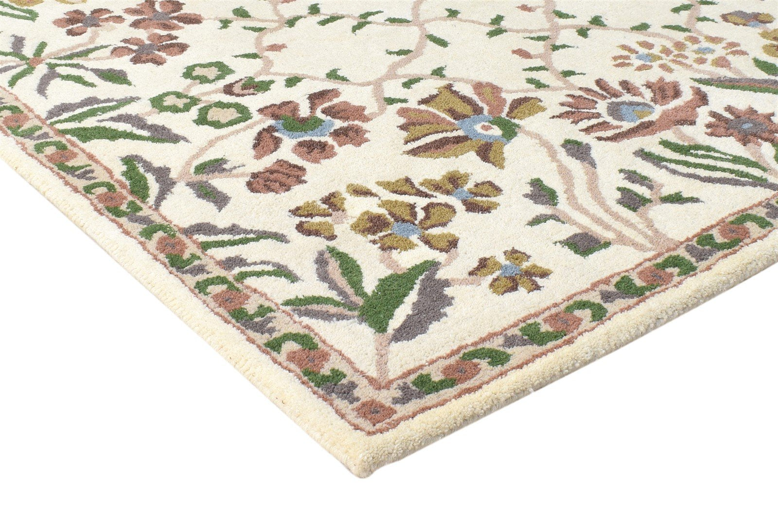 4' X 6' Rug Wool Ivory Modern Hand Tufted French Floral Room Size Carpet 