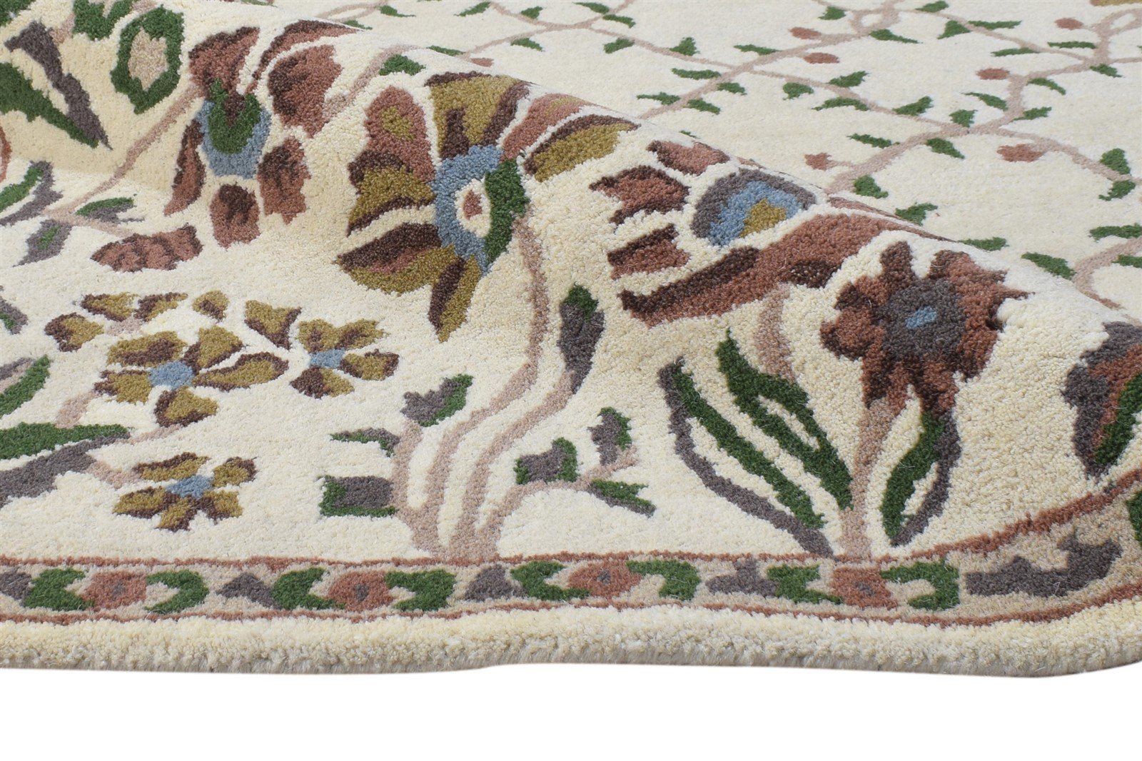 4' X 6' Rug Wool Ivory Modern Hand Tufted French Floral Room Size Carpet 