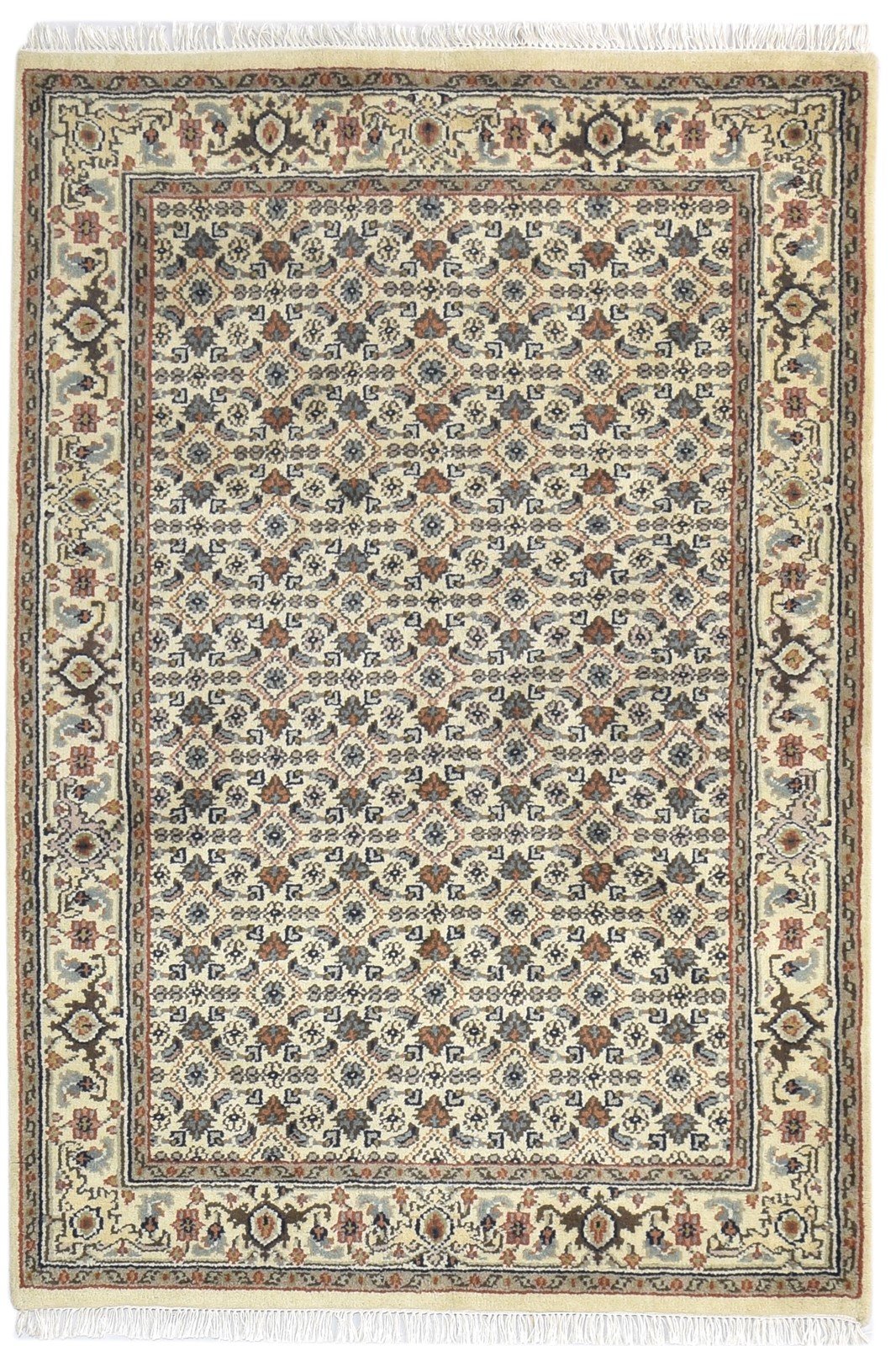 Wool Beige Rug 4' X 6' Persian Hand Knotted Kashan Oriental Room Size Carpet 