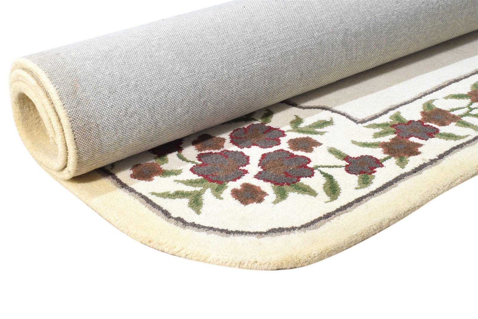 Wool Ivory Rug 6' X 8' Modern Hand Tufted French Floral Room Size Carpet 