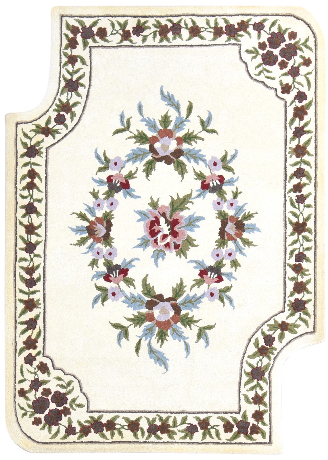 Wool Ivory Rug 6' X 8' Modern Hand Tufted French Floral Room Size Carpet 