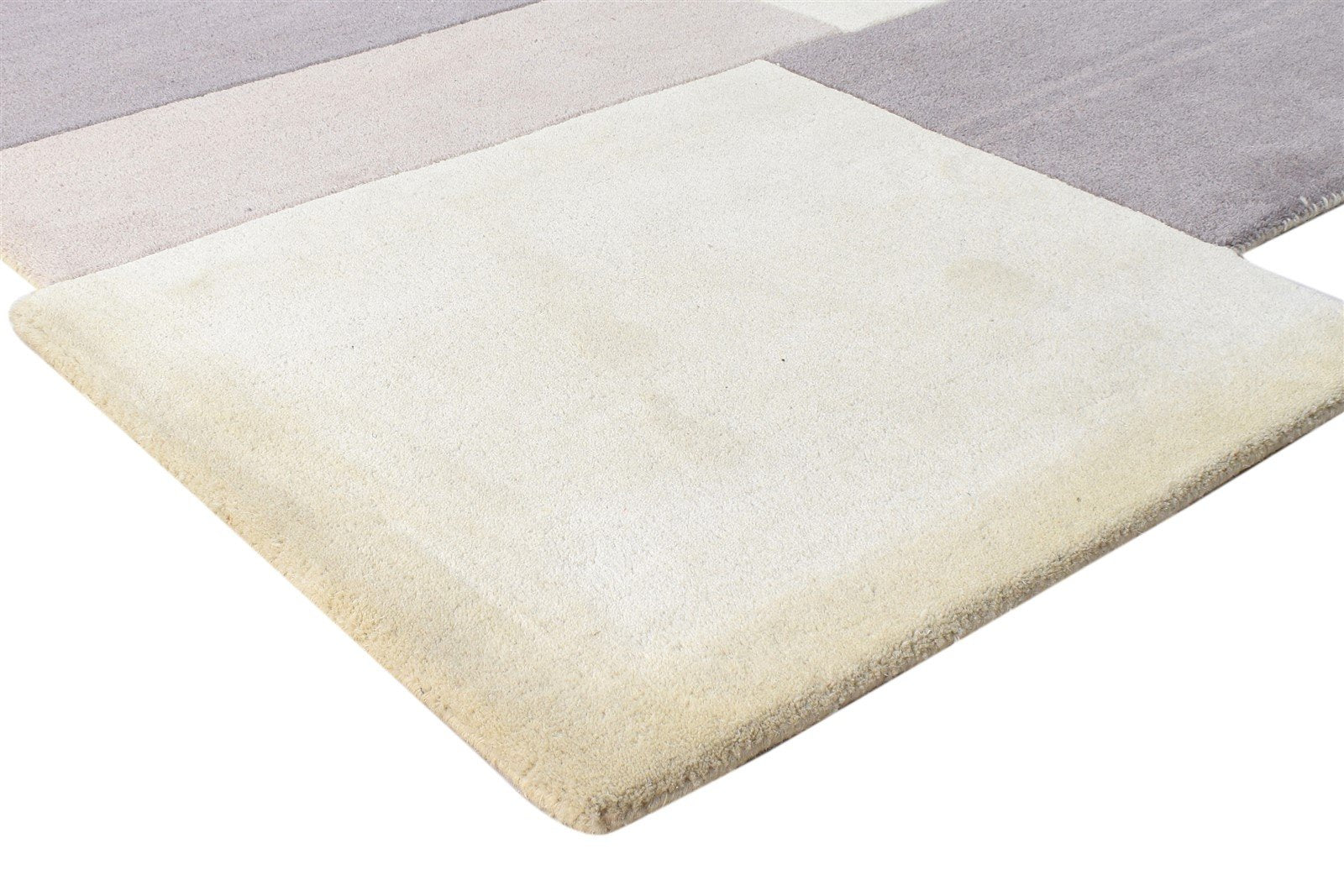 Hand Tufted Beige Wool Rug 5' X 8' Modern French Abstract Room Size Carpet 