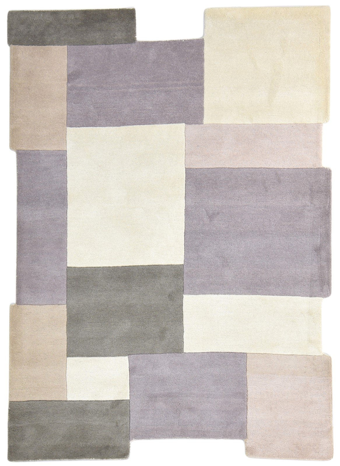 Hand Tufted Beige Wool Rug 5' X 8' Modern French Abstract Room Size Carpet 