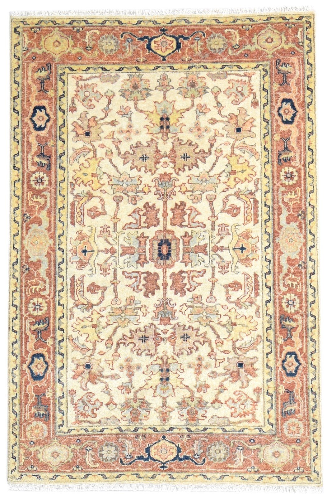 Rust Wool Rug 6' X 6' Persian Hand Knotted Nain Oriental Room Size Carpet 