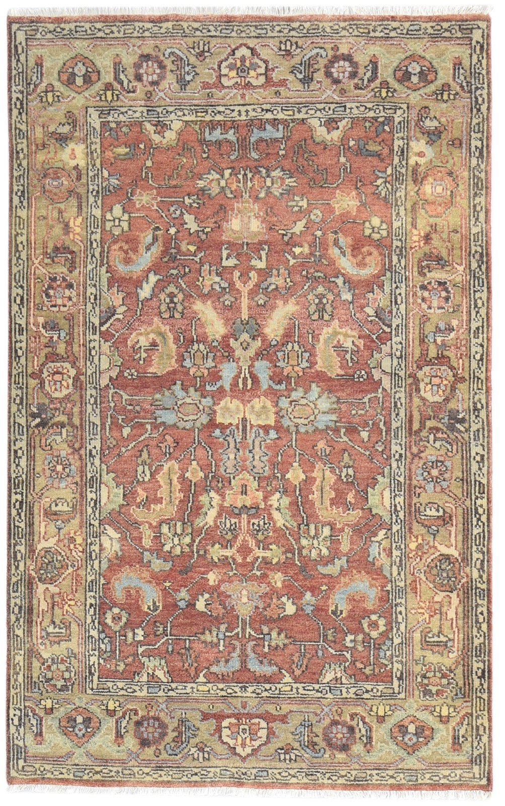 Hand Knotted Rust Wool Rug 4' X 6' Persian Oushak Oriental Room Size Carpet 