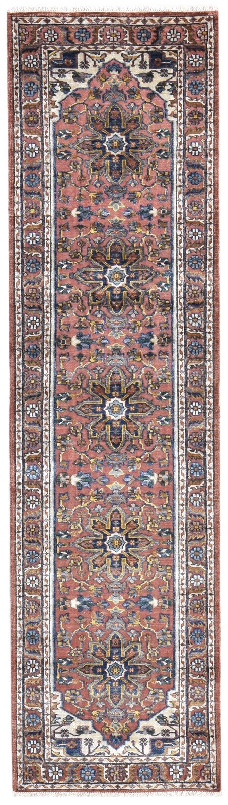 Rust Wool / Silk Rug 2'6"x10 Persian Hand Knotted Oushak Oriental Small Runner 