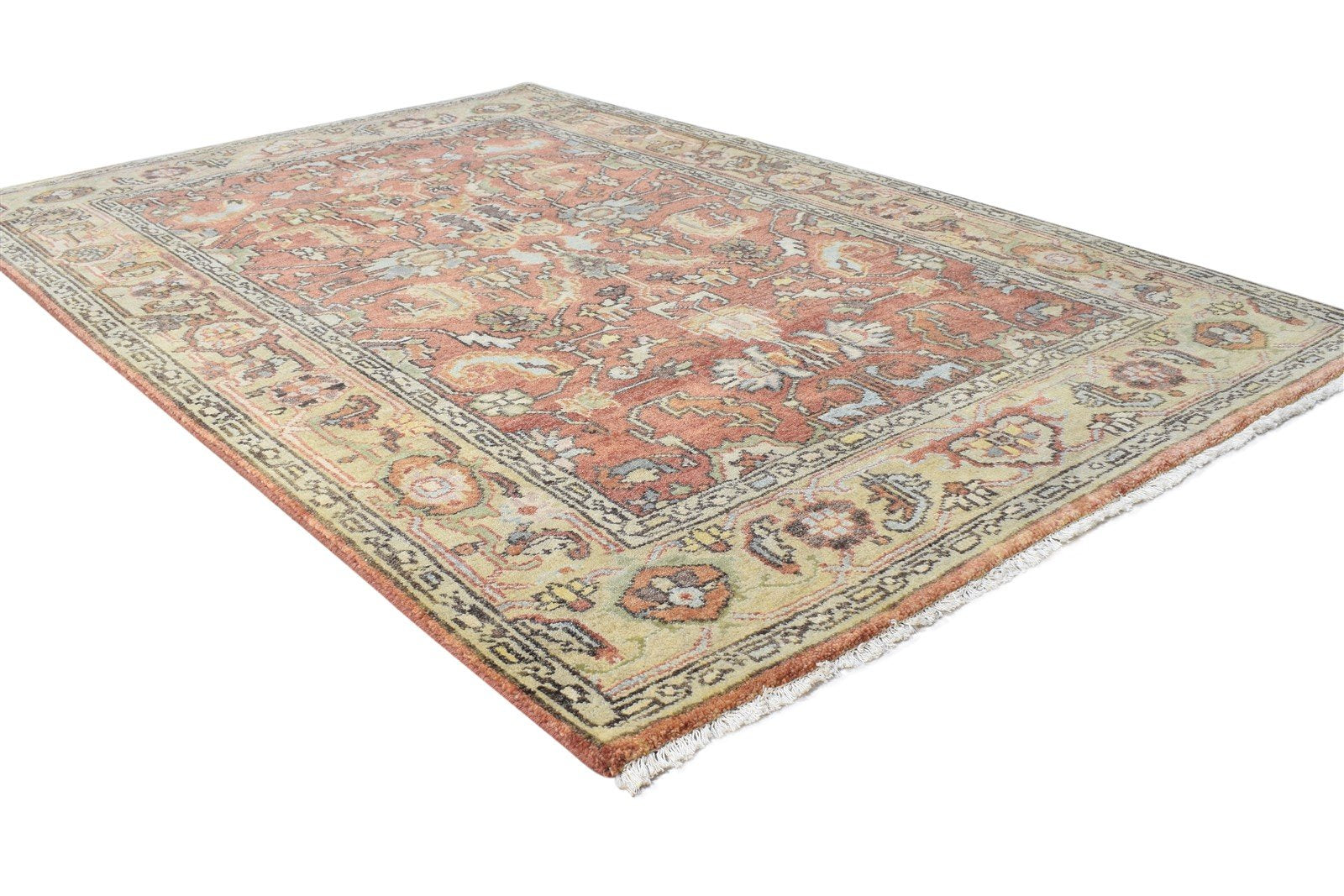 Wool Rust Rug 4' X 6' Persian Hand Knotted Oushak Oriental Room Size Carpet 