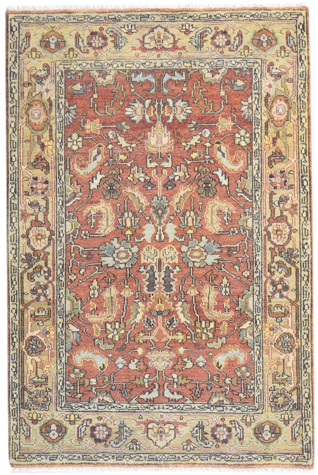 Wool Rust Rug 4' X 6' Persian Hand Knotted Oushak Oriental Room Size Carpet 