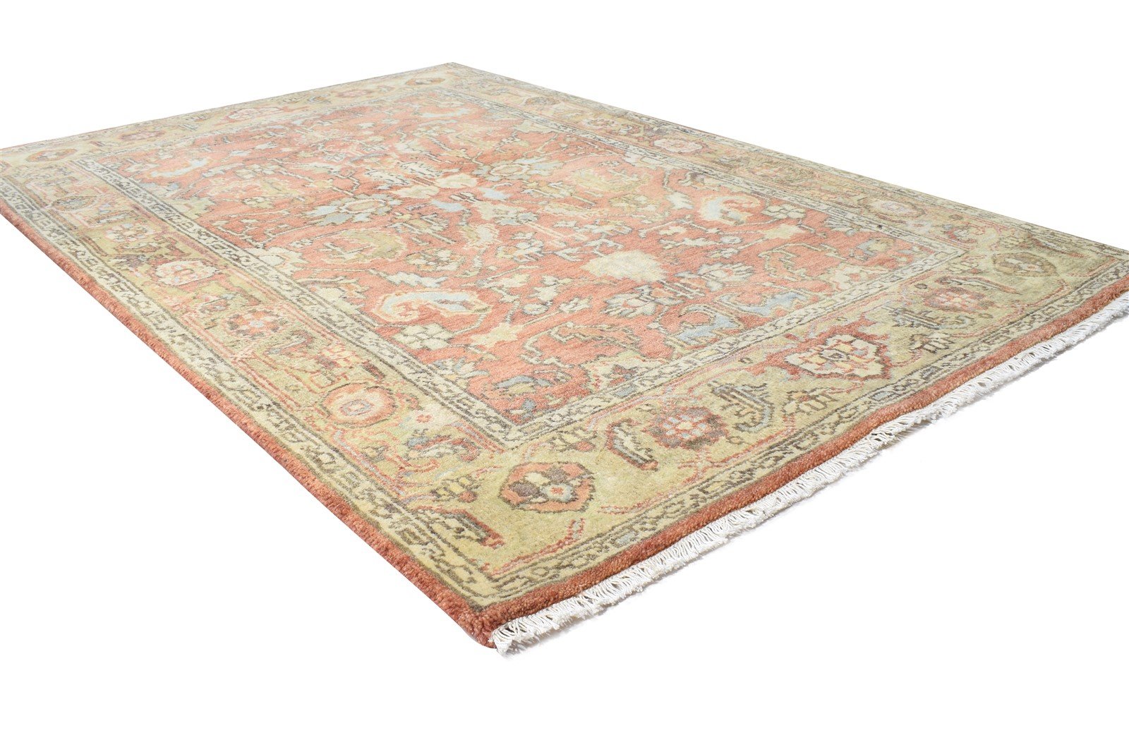 Rust Wool Rug 4' X 6' Persian Hand Knotted Mughal Oriental Room Size Carpet 