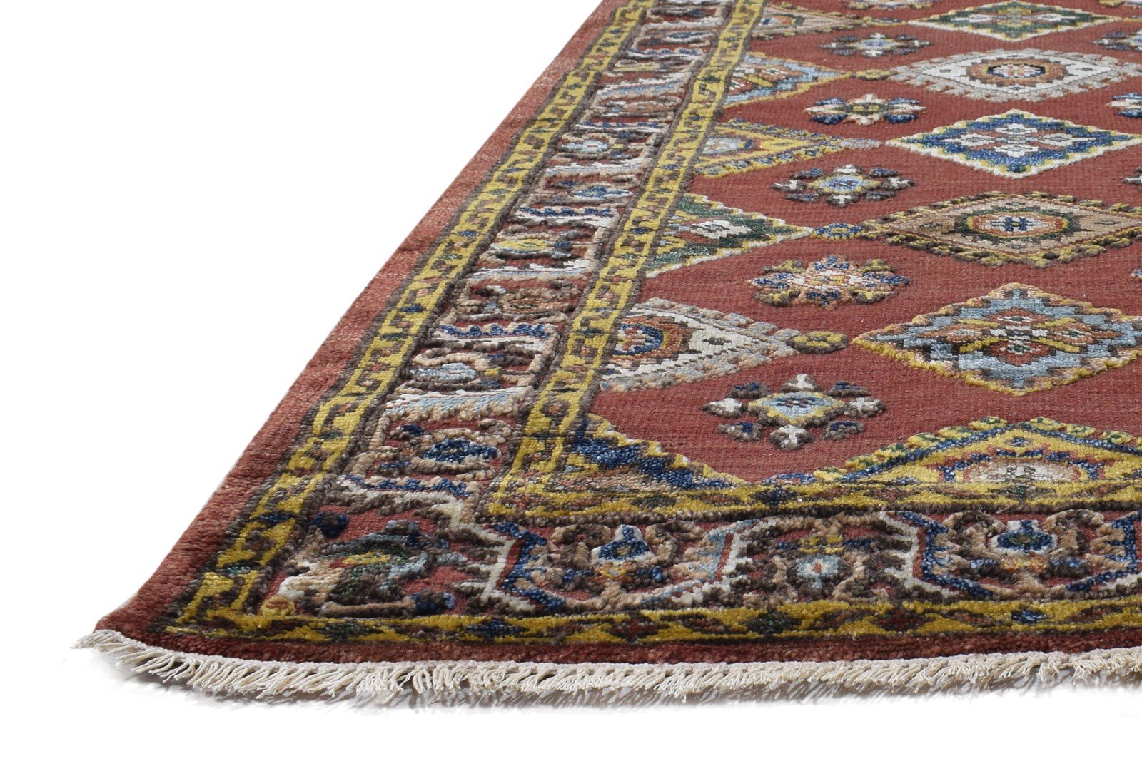 Rust Rayon From Bamboo Rug 3X9 Persian Hand Knotted Nain Oriental Small Runner 