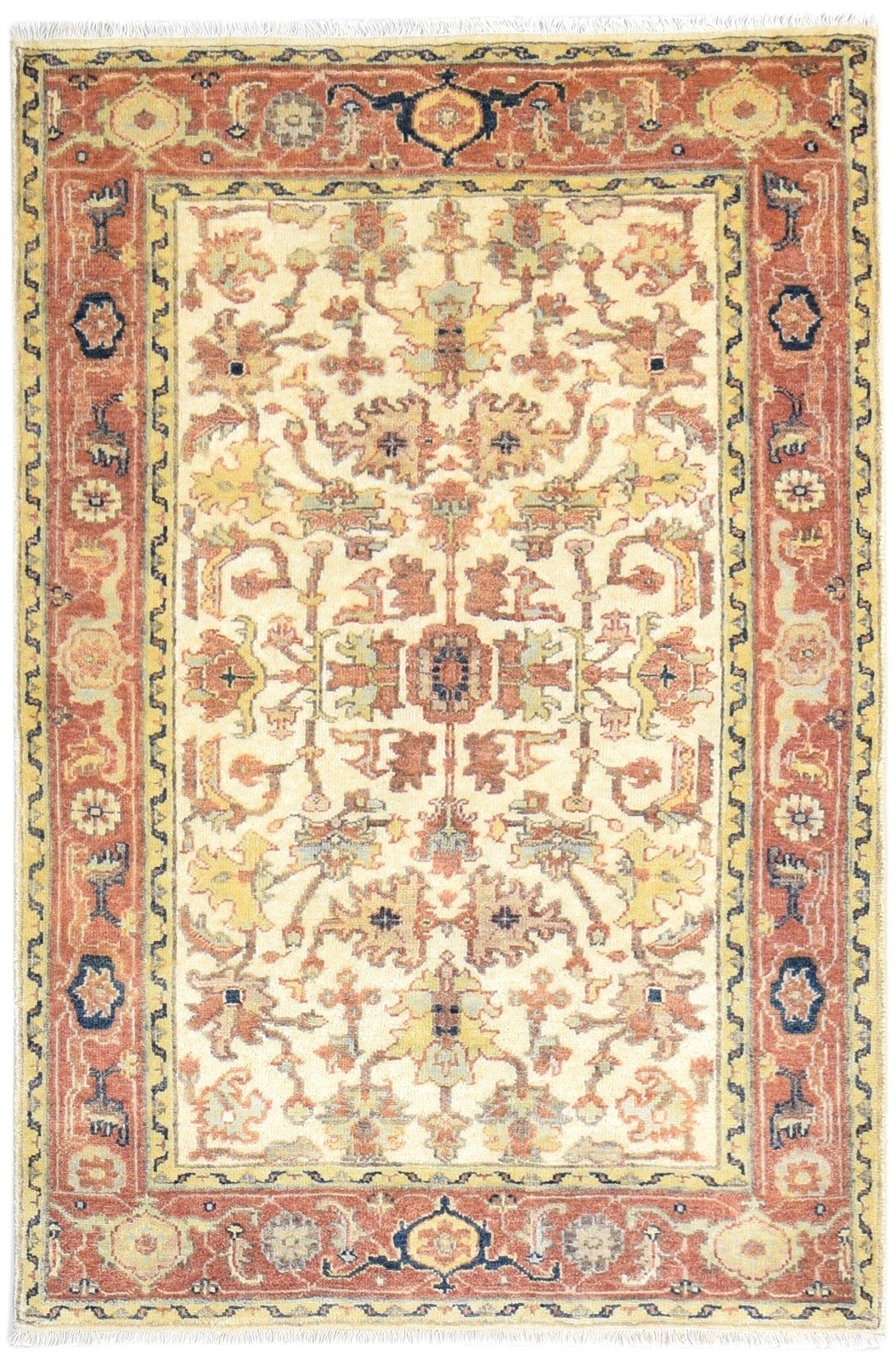 4' X 6' Rug Wool Cream Persian Hand Knotted Oushak Oriental Room Size Carpet 