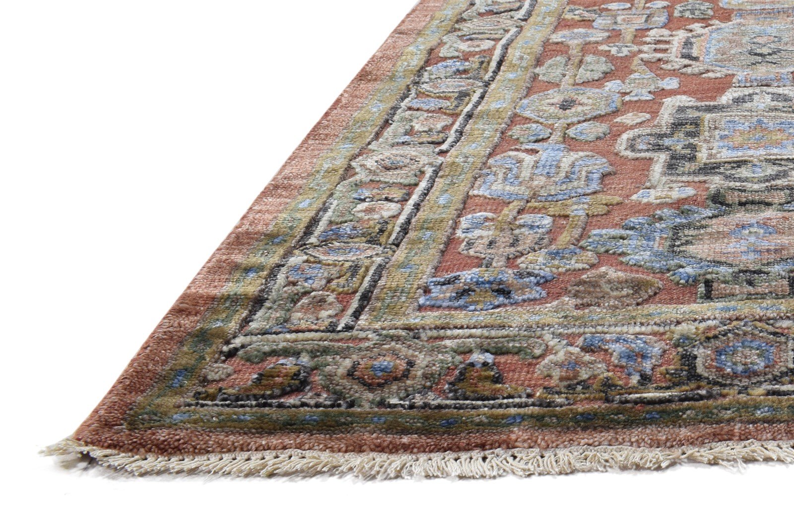 Hand Knotted Rust Rayon From Bamboo Rug 3X10 Persian Kazak Oriental Small Runner 