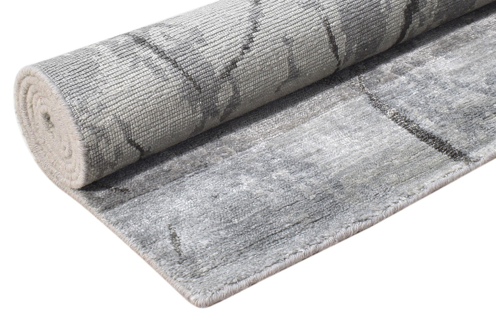 4X6 Rug Rayon From Bamboo Grey Modern Hand Knotted Scandinavian Abstract Room Size 