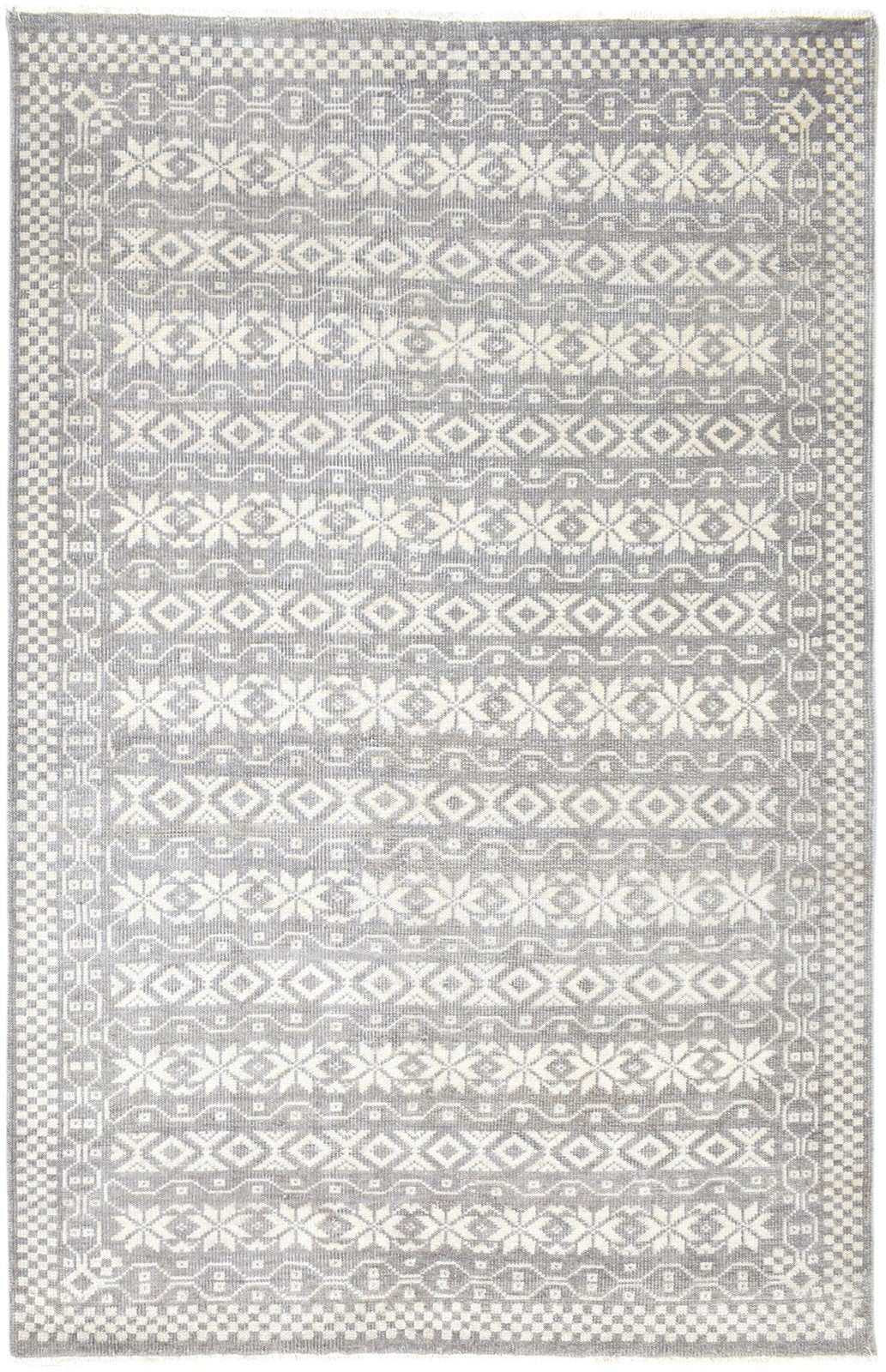 Wool Brown Rug 5' X 8' Modern Hand Knotted Scandinavian Floral Room Size Carpet