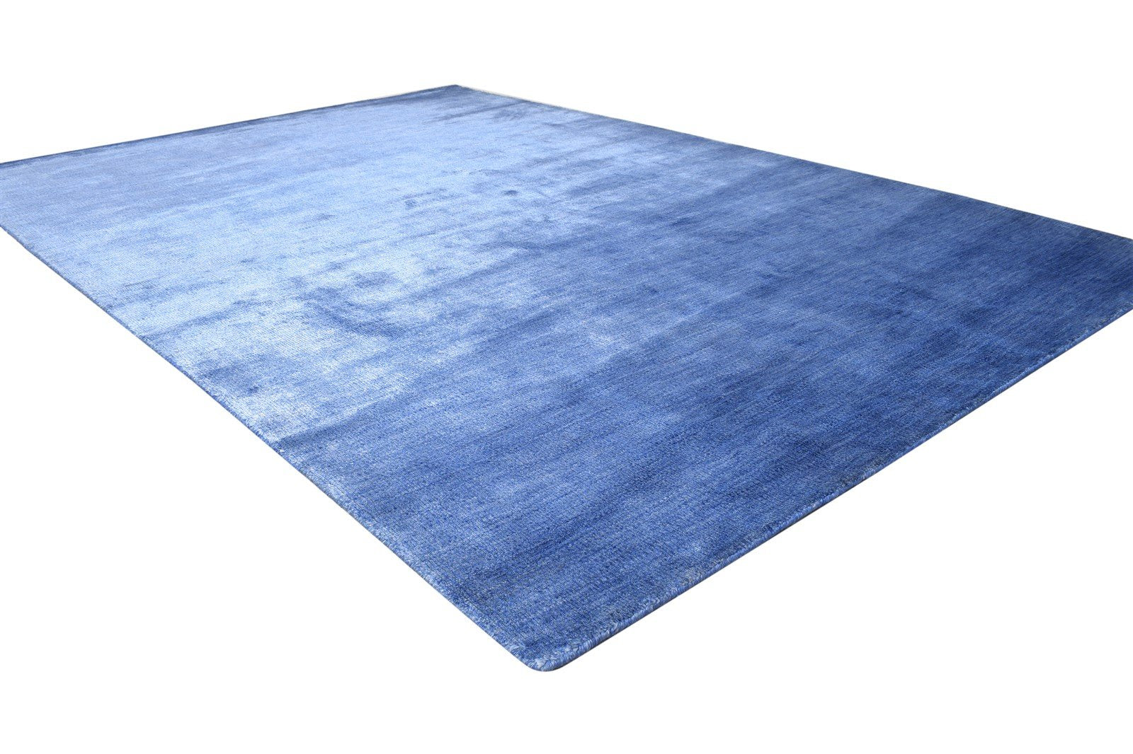 5' X 8' Rug Wool / Silk Blue Modern Handloom Bohemian Solid Room Size Carpet 