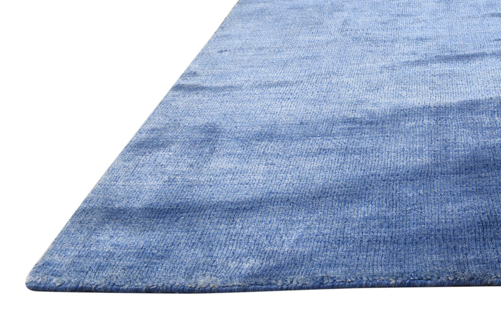 5' X 8' Rug Wool / Silk Blue Modern Handloom Bohemian Solid Room Size Carpet 