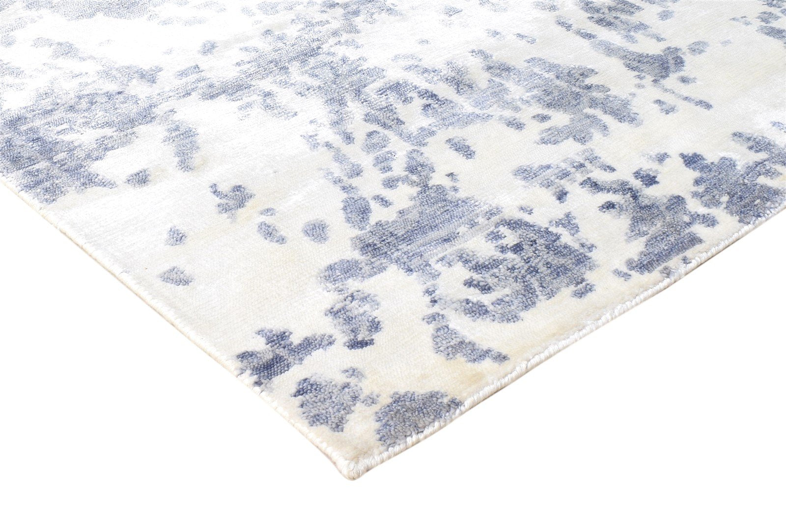 Ivory Rayon From Bamboo Rug 6X9 Modern Hand Knotted French Abstract Room Size 