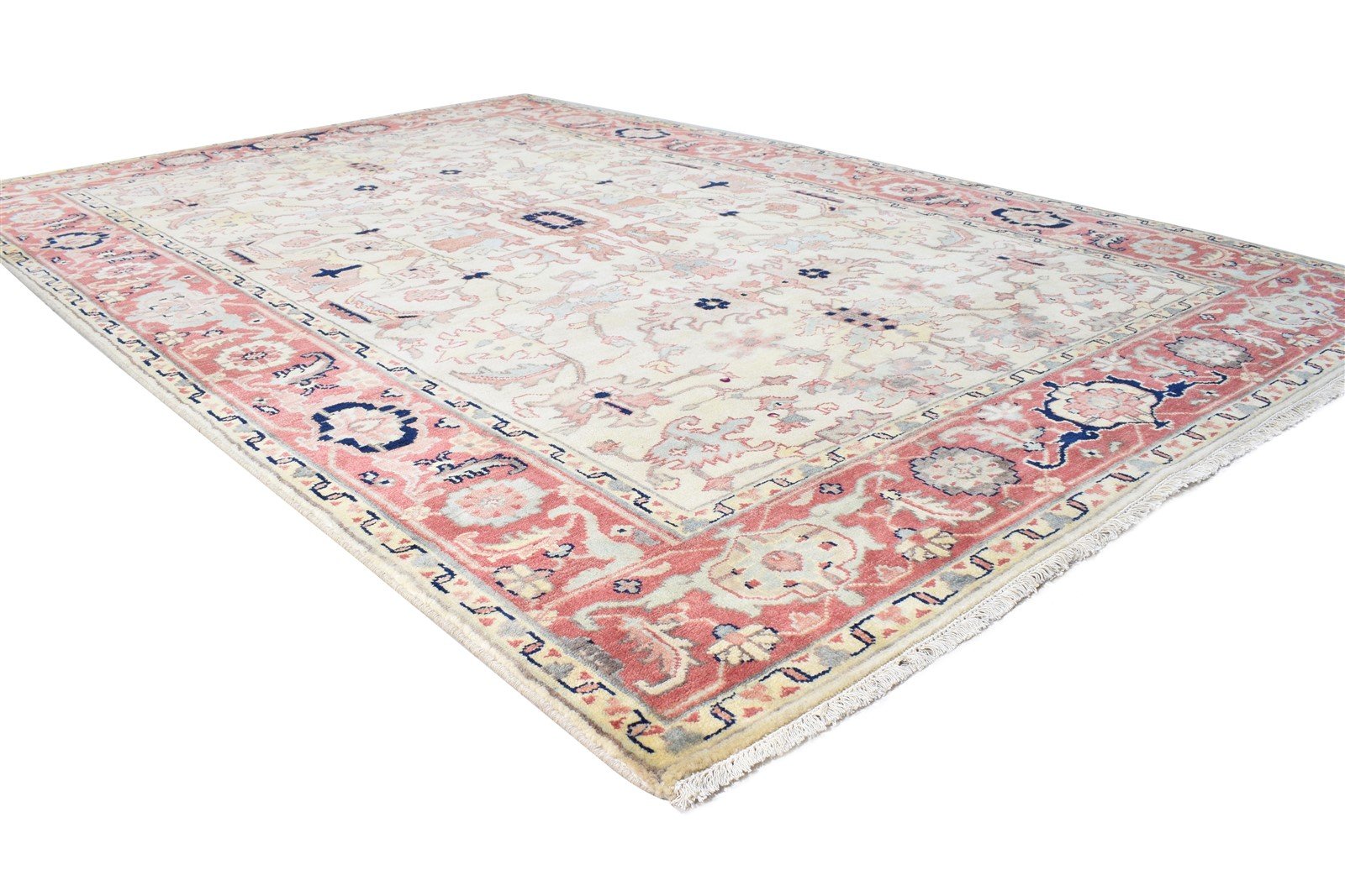 Wool Beige Rug 6' X 9' Persian Hand Knotted Oushak Oriental Room Size Carpet 