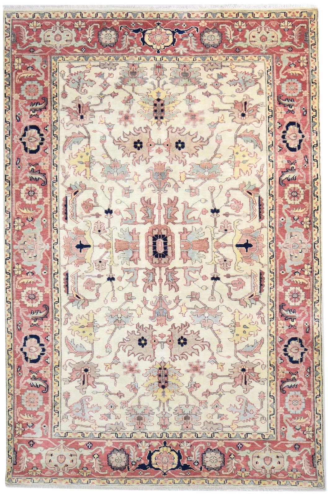 Wool Beige Rug 6' X 9' Persian Hand Knotted Oushak Oriental Room Size Carpet 