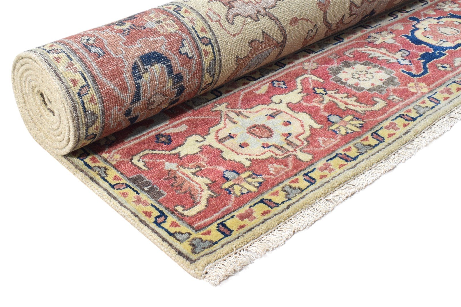 Beige Wool Rug 6' X 9' Persian Hand Knotted Oushak Oriental Room Size Carpet 