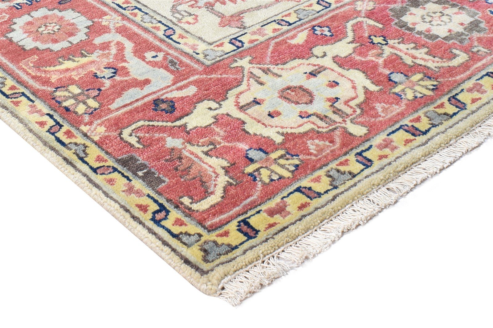 Beige Wool Rug 6' X 9' Persian Hand Knotted Oushak Oriental Room Size Carpet 