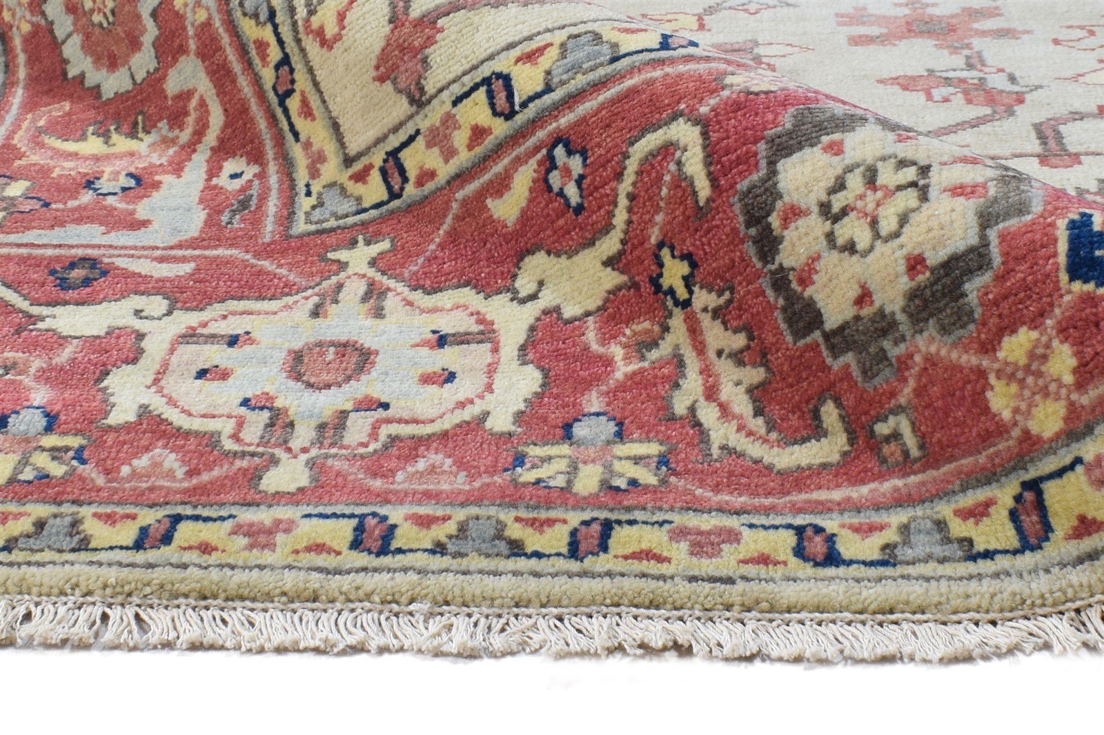 Beige Wool Rug 6' X 9' Persian Hand Knotted Oushak Oriental Room Size Carpet 