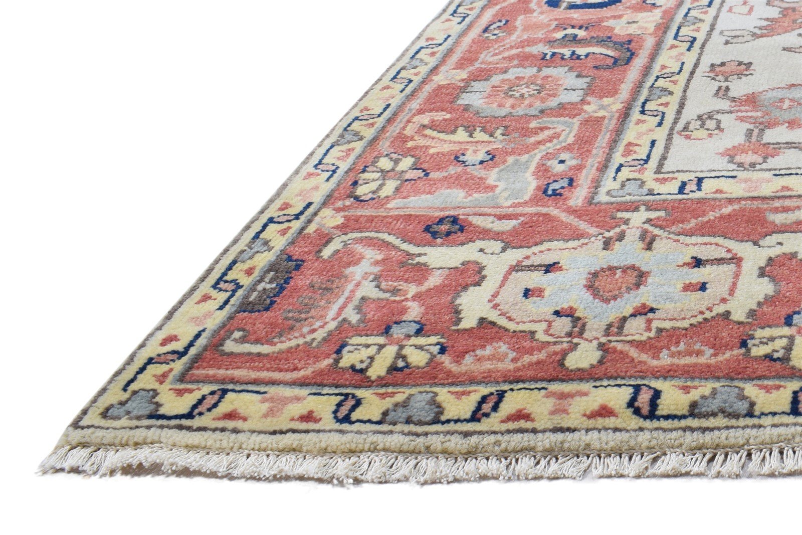 Beige Wool Rug 6' X 9' Persian Hand Knotted Oushak Oriental Room Size Carpet 