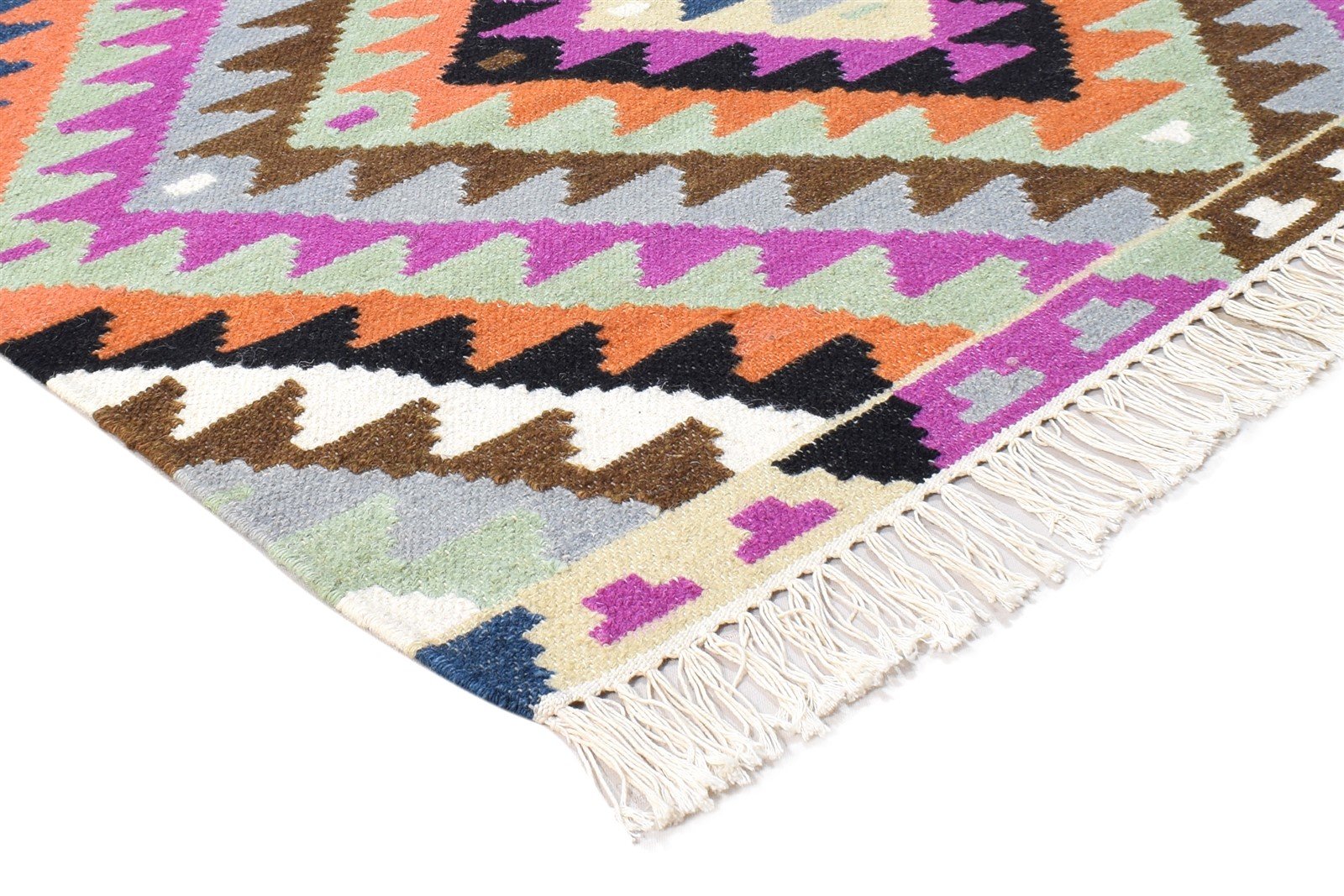 Wool Multi Color Rug 4X6 Southwestern Dhurrie American Tribal Room Size Carpet 