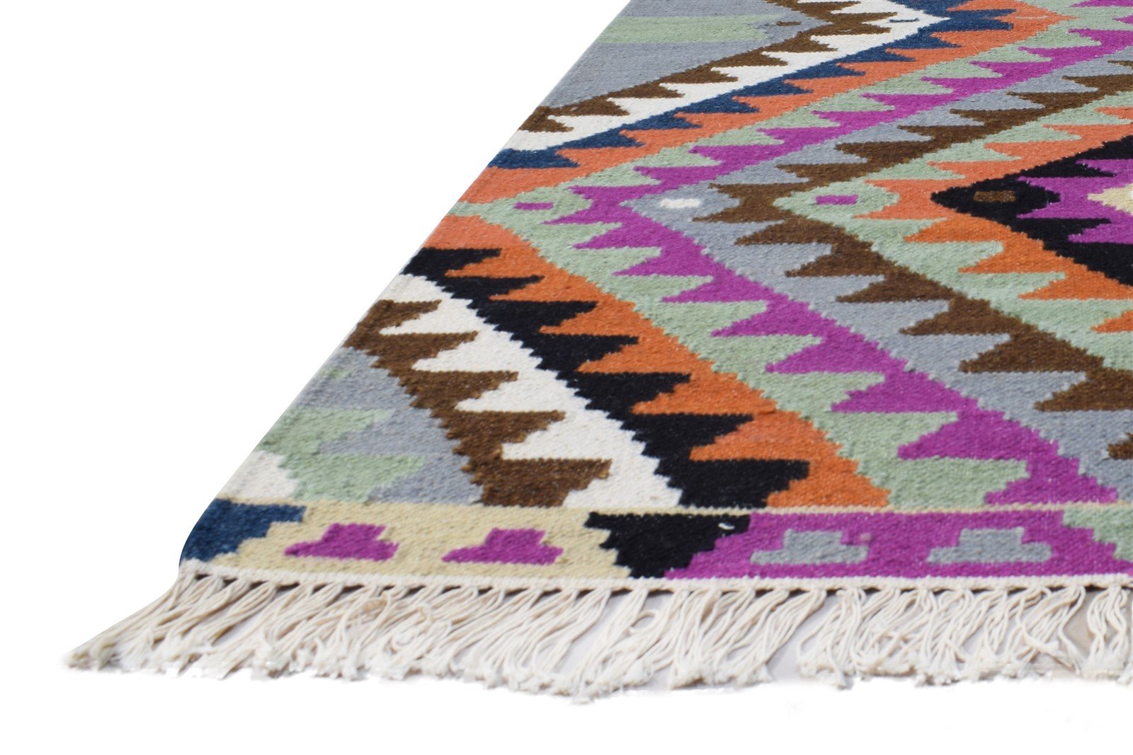 Wool Multi Color Rug 4X6 Southwestern Dhurrie American Tribal Room Size Carpet 