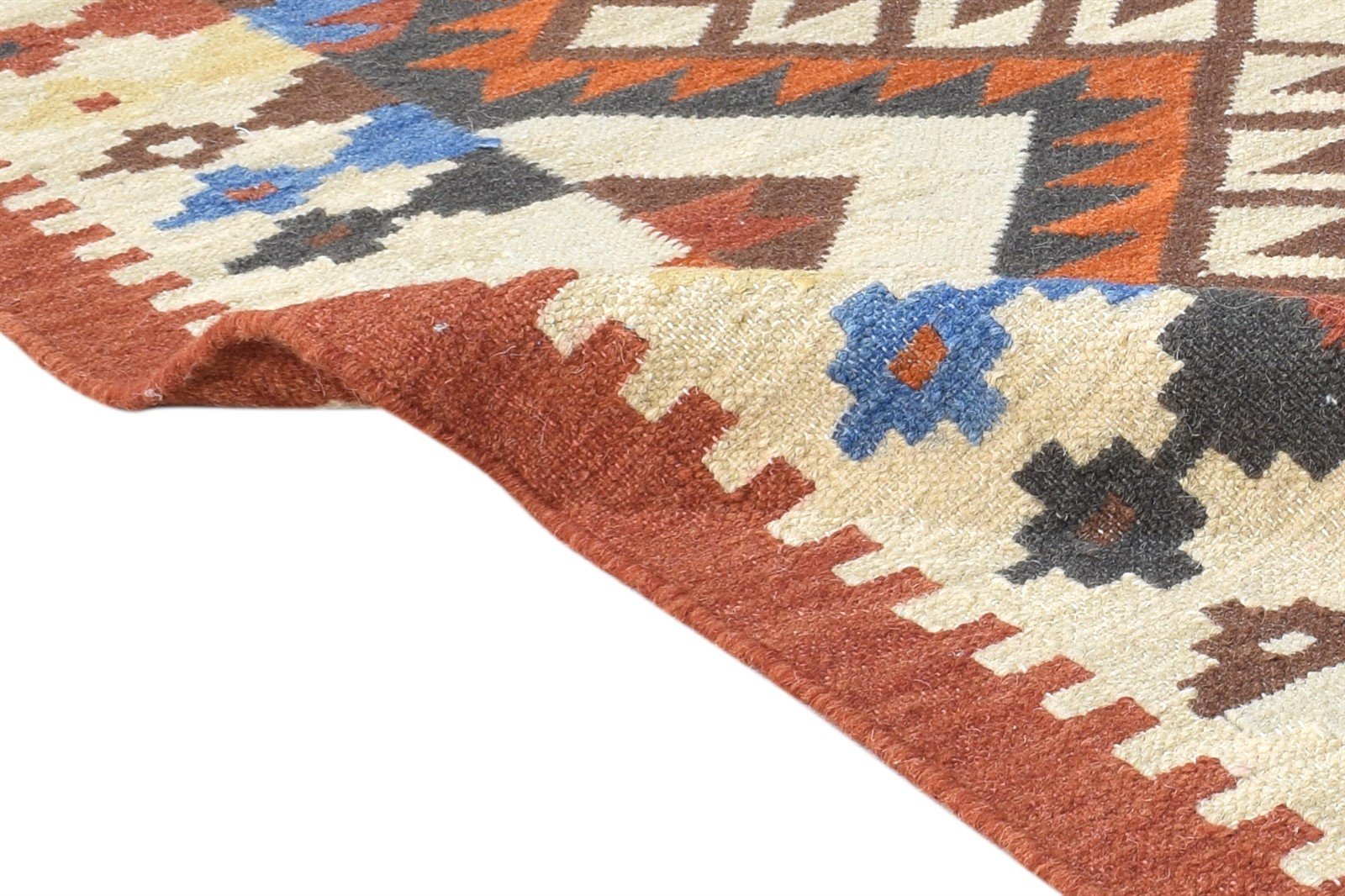 4' X 6' Rug Wool Beige Southwestern Dhurrie American Tribal Room Size Carpet 