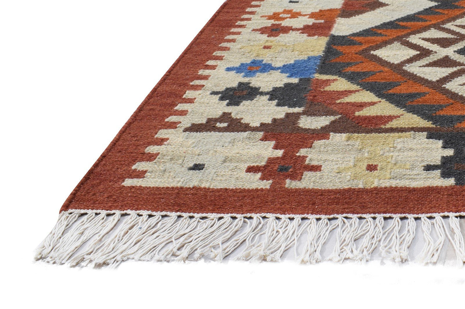 4' X 6' Rug Wool Beige Southwestern Dhurrie American Tribal Room Size Carpet 