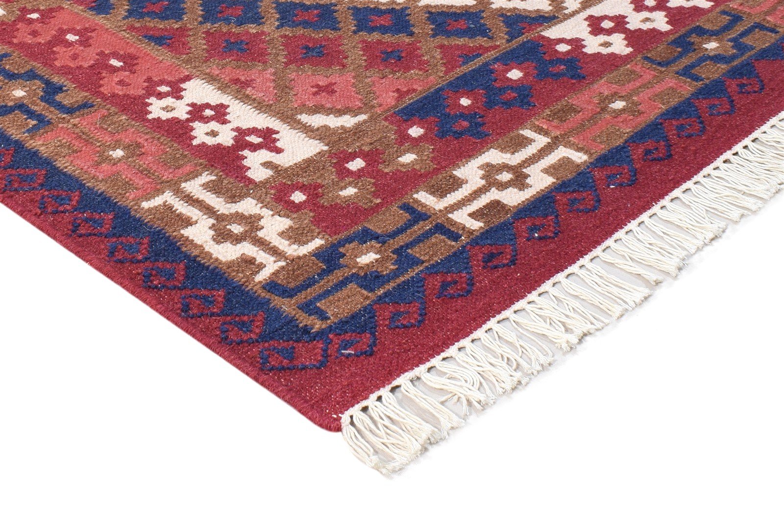 Red Wool Rug 4' X 6' Southwestern Dhurrie American Tribal Room Size Carpet 